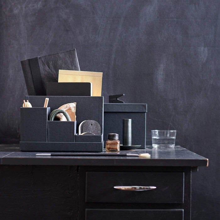 Digital Shoppy IKEA Desk Organiser, Black, 18x17 cm (7x6 ¾") - Stylish black desk organiser from IKEA, with a sleek and minimalist design, digitalshoppy.in
