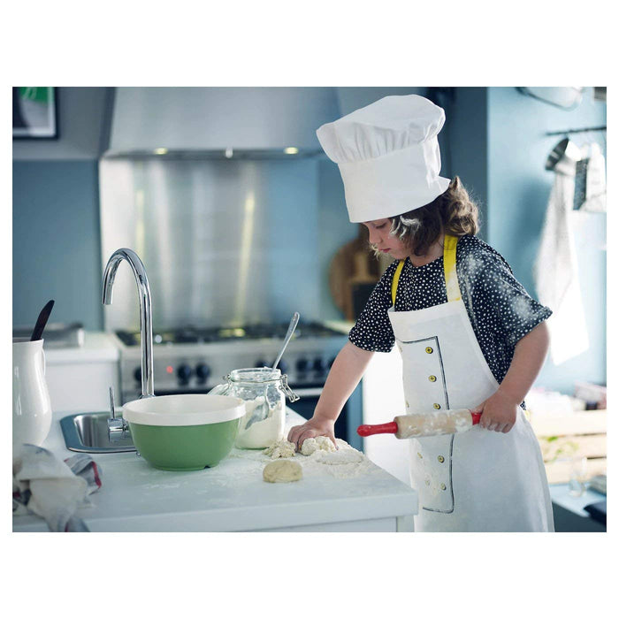 Protect your child's clothes while fostering a love for cooking with this adorable and practical children's apron from IKEA, featuring a fun and colorful chef design 80300815