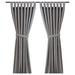 Pair of grey IKEA curtains with tie-backs, measuring 140x150 cm.