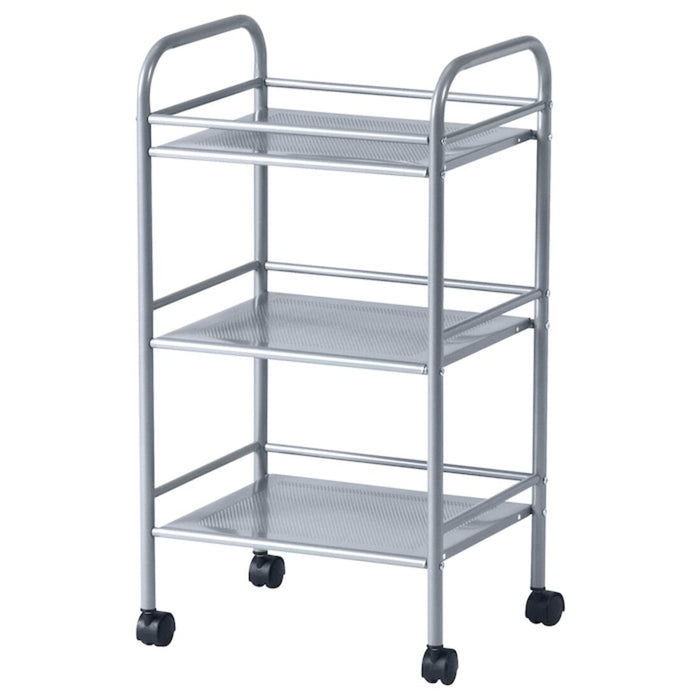 Silver-colored IKEA trolley with three shelves and four wheels 60263055      