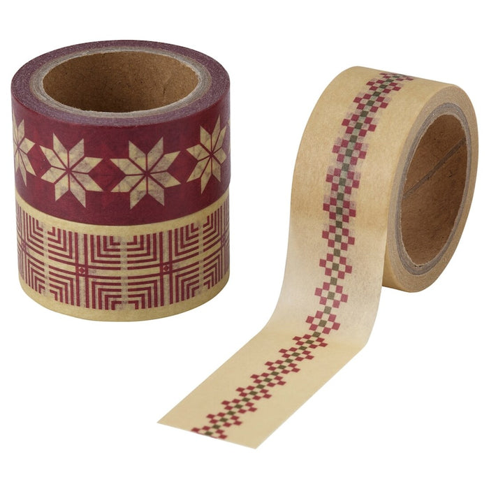  IKEA Roll of tape, mixed patterns beige/red, 5 m (16.40 ')Ikea tape, for packing, decoration, wrapping tape, for Craft Materials, decorative tape accessories, digital shoppy,70499425 