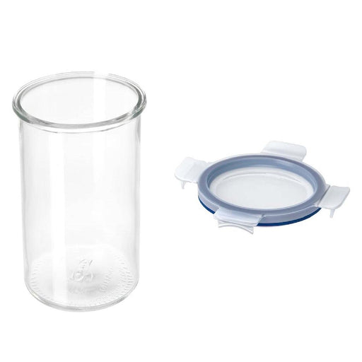 Round glass jar with  plastic lid from IKEA, perfect for storing food items securely and keeping your kitchen organized 30361788      