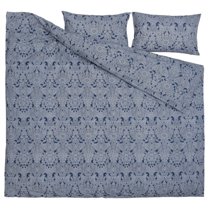 A Blue/white duvet cover and matching pillowcases from IKEA made of soft, breathable cotton  90500545