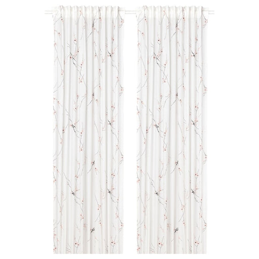 Digital Shoppy IKEA Curtains, 1 Pair, White/Flower, 145x250 cm, 60487951, Curtain, Window Curtain Online, Designer Curtain Online, Plain curtains, Curtains  for home