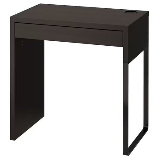 Black-brown IKEA desk with a spacious work surface and built-in storage shelves 20354279