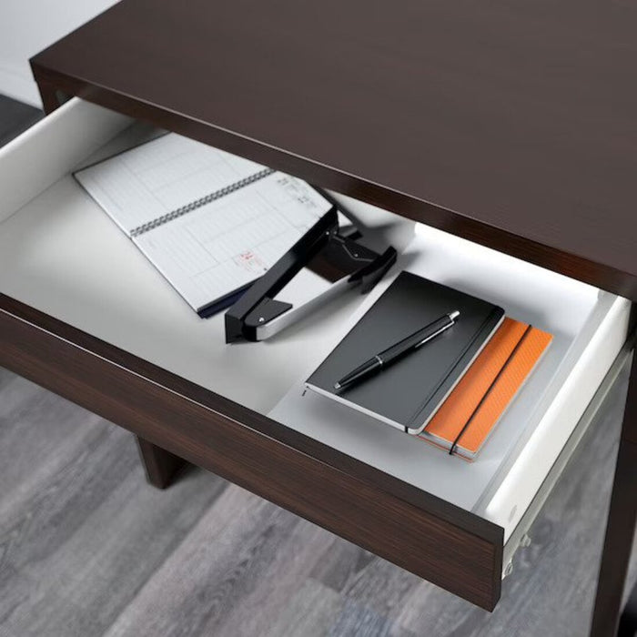 Minimalist black-brown IKEA desk with a single drawer for storage 20354279