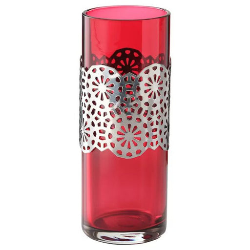 Digital Shoppy IKEA Vase, red/silver-colour, 13 cm (5 ") - -vase-decoration-vase-for-flowers-vase-price-vase-online-digital-shoppy-70512417        