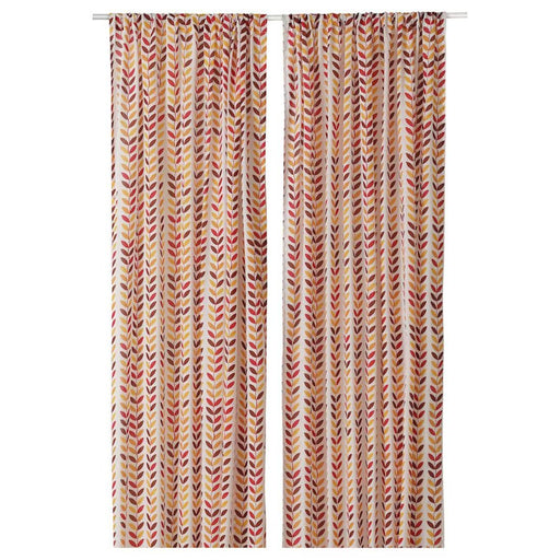 Digital Shoppy IKEA Curtains, 1 pair, leaf pattern/multicoloured, dark, 145x250 cm (57x98 ") 30528726  online for home for bedroom window price