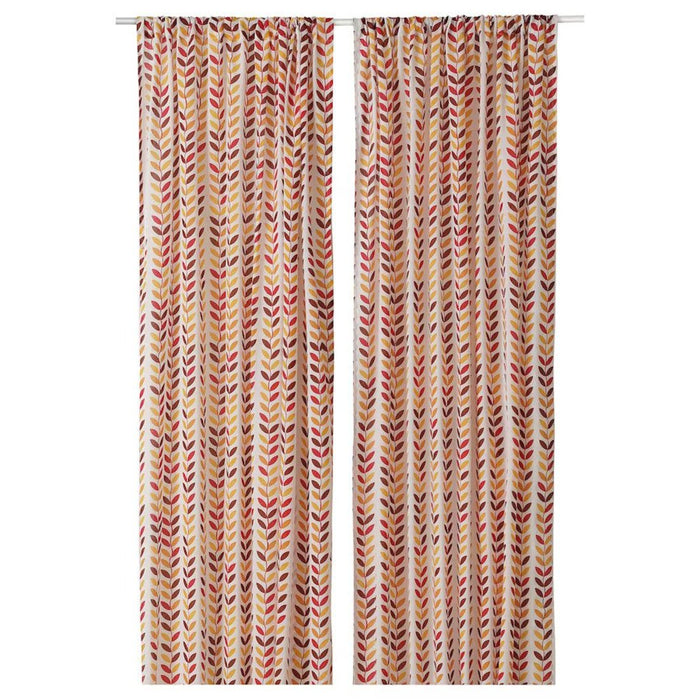 Digital Shoppy IKEA Curtains, 1 pair, leaf pattern/multicoloured, dark, 145x250 cm (57x98 ") 30528726  online for home for bedroom window price