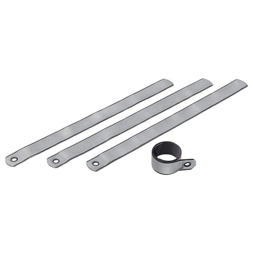 A black snap band made of adjustable material with a strip of reflective material in the center.  20315773  