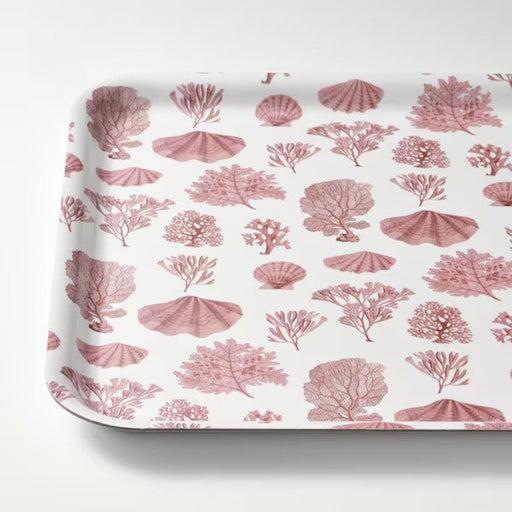 A rectangular tray with raised edges and a smooth surface, made of clear plastic. patterned/flower red, 33x33 cm 90521072