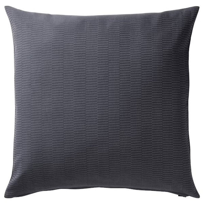 A cushion cover with a dark grey/grey striped pattern-60502249
