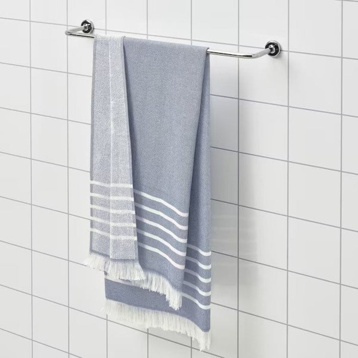 Plush bath towel in blue and white stripes, 70x140 cm in size from IKEA-00521665