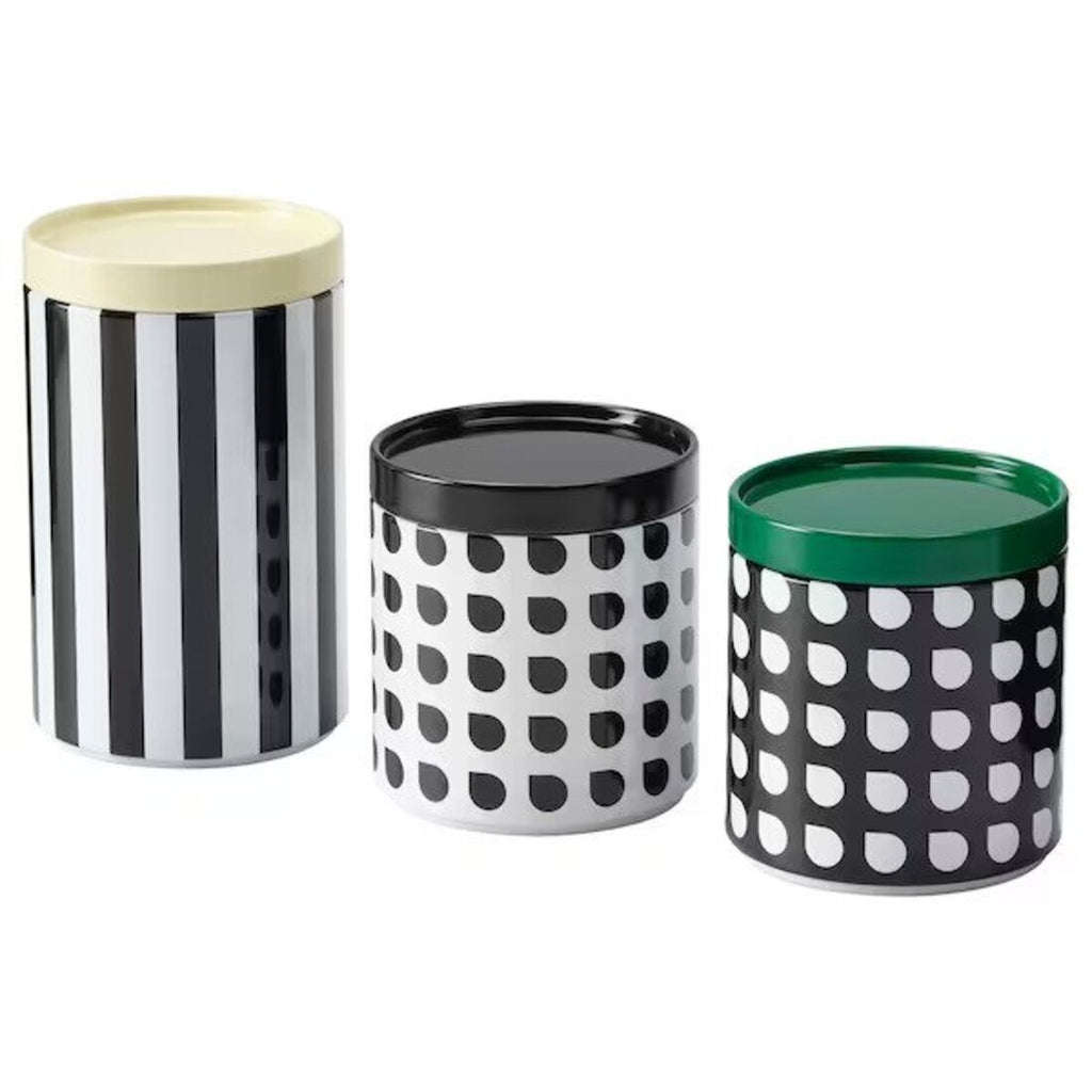 VINTERFINT Tin with lid, set of 3, mixed sizes/mixed colors - IKEA