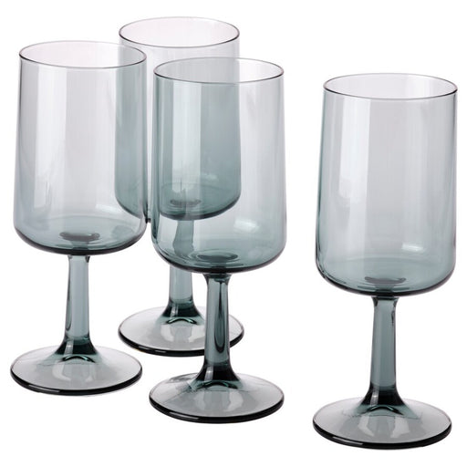 IKEA wine glass made from clear glass, featuring a long stem and a round bowl that is perfect for holding red or white wine.