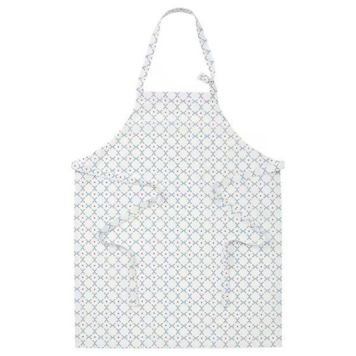 A  white polka designed apron with a vintage feel  20493096
