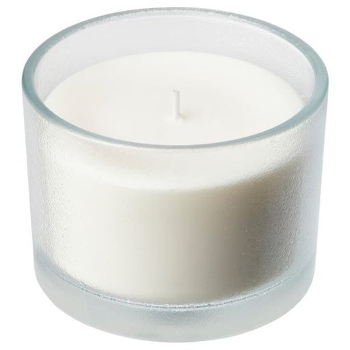 HEDERSAM Scented candle in glass, Fresh grass/light green, 20 hr - IKEA