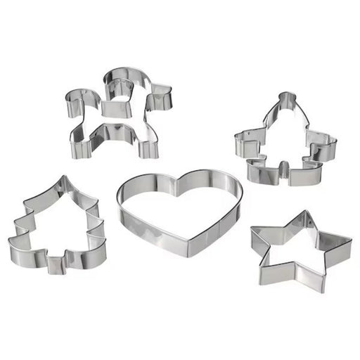 An image of the set of 5 pastry cutters from IKEA, with each cutter displaying a different shape 90528813