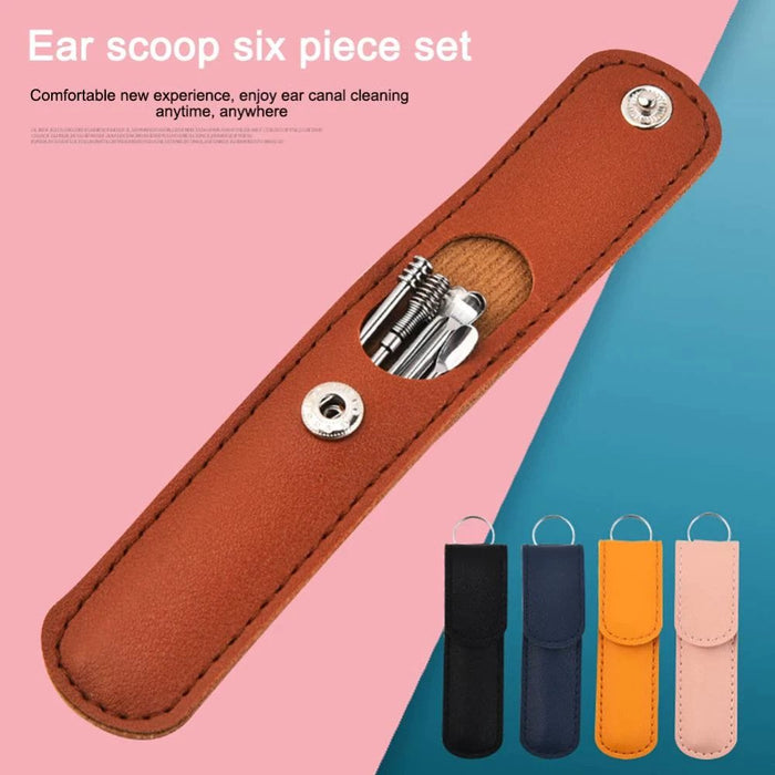 Digital Shoppy 6 Pcs Ear Wax Removal Ear Picking Spoon Set Ear Care Cleaning Earpicks With Storage Case Stainless Steel Tools Kit