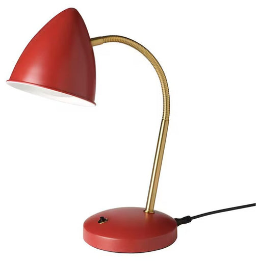 A modern IKEA floor lamp with a tripod base, a black fabric drum shade, and gold-tone accents. 90520015