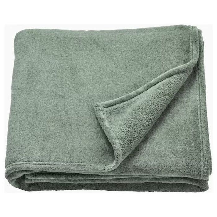 Cozy up with this 150x250 cm grey-green bedspread, perfect for adding a touch of color to your bedroom-00530783