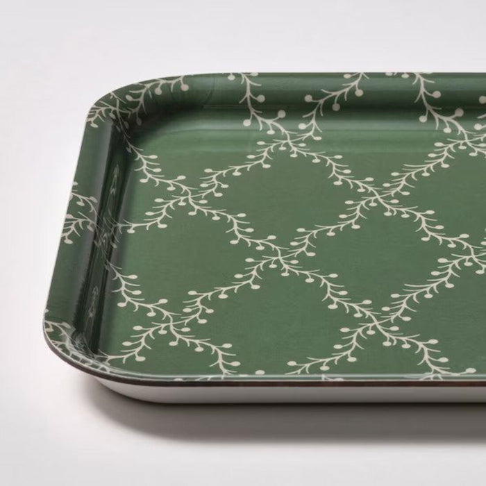 Digital Shoppy IKEA Tray, patterned light beige/green, price, online, decoration tray, 20x 28 cm 60529687