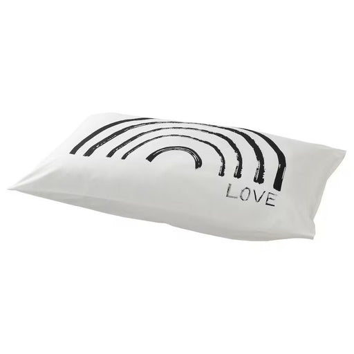 White cotton pillowcase from IKEA, soft and comfortable fabric with a simple rainbow design 70526419 