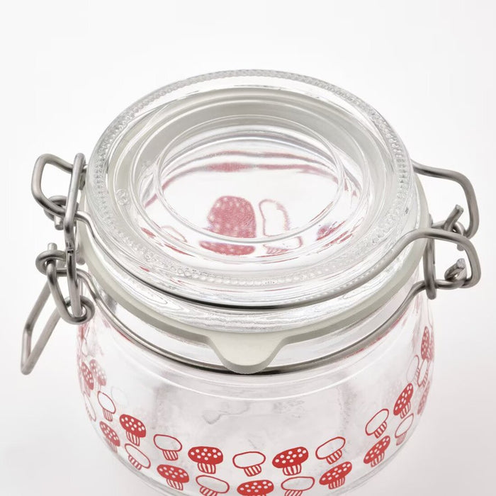 Digital Shoppy IKEA Jar with lid, patterned/bright red, 13 cl( 3 pack) , online, price, glass jare for food storage, 70530826