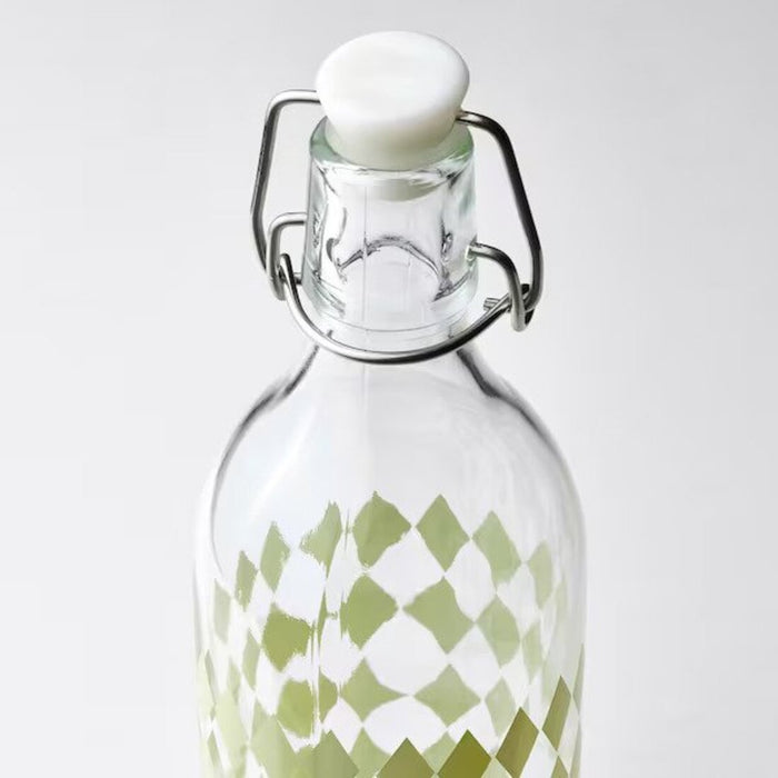 Digital Shoppy IKEA Bottle with stopper, clear glass/patterned light yellow, 0.5 l bottle stopper store glass online 80542999