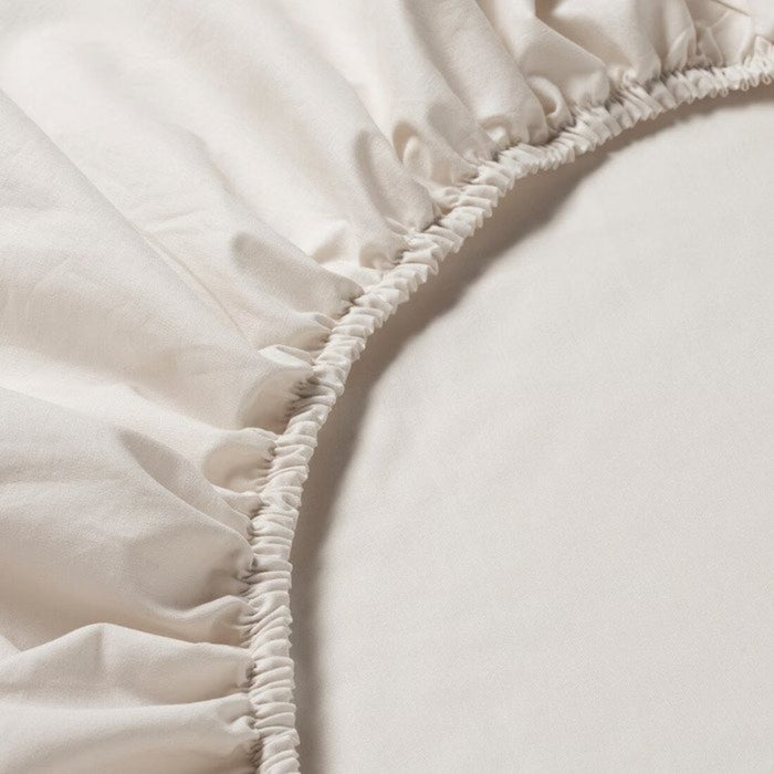 A closeup image of ikea fitted sheet of Extra soft and durable quality since the bedlinen is densely woven from fine yarn 30357164 