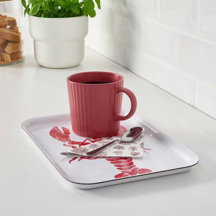 Digital Shoppy  IKEA Tray, patterned/white/red, 20x28 cm ikea-tray-patterned-white-red-20x28-cm-online-price-tray plastic-serving tray plastic-tray set-price- serving-trays for kitchen-serving tray for snacks-Digital Shoppy-50521069