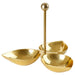 A gold-tone metal serving stand with leaf-shaped tiers and a tall stem 80524660