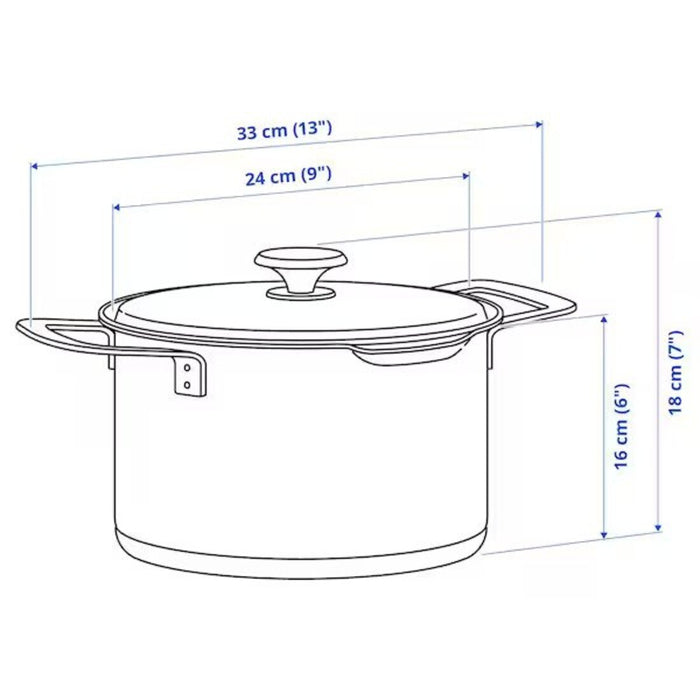 Measurements of IKEA Pot with lid 00513142