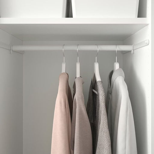 White Ikea Adjustable Clothes Rail in small closet holding clothes 20497829