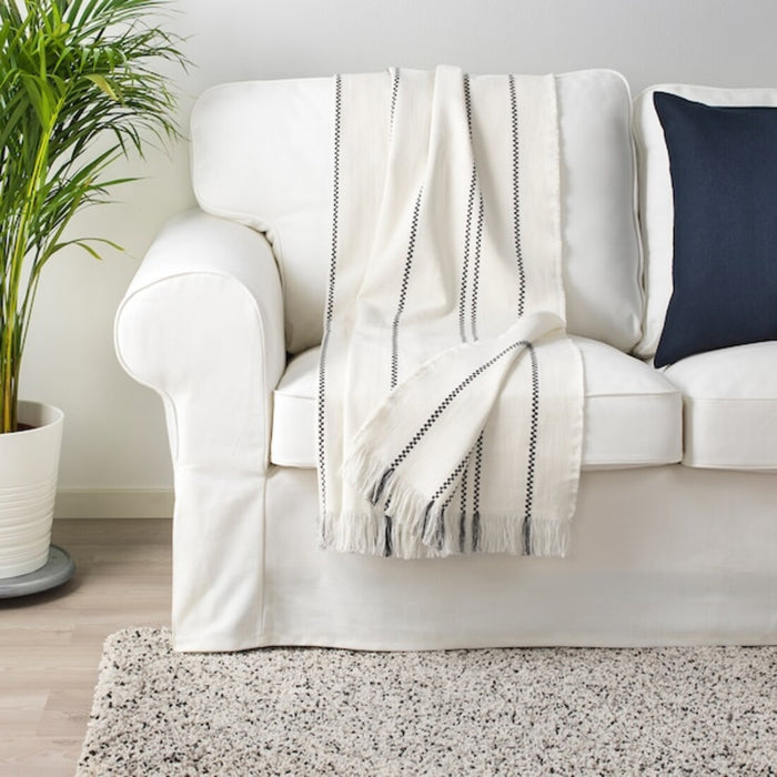 Digital Shoppy  IKEA Throw, white/dark grey, 130x170 cm (51x67 ")