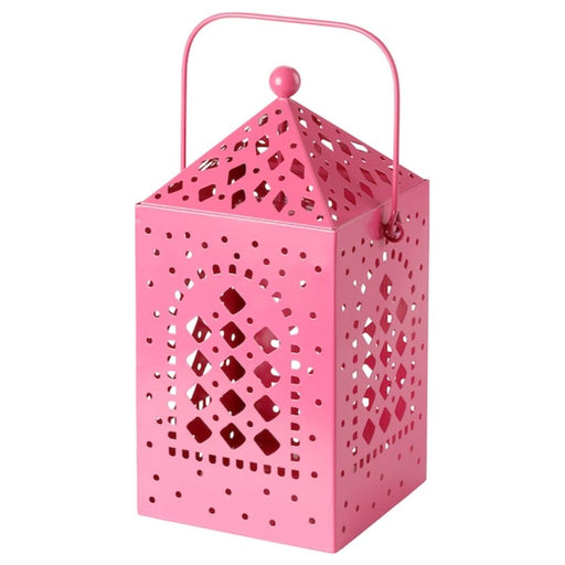 Digital Shoppy IKEA Lantern for tealight, light pink, 31 cm (12 ") A light pink lantern for tealight from IKEA, measuring 31cm in height, designed for indoor and outdoor use., 60523440