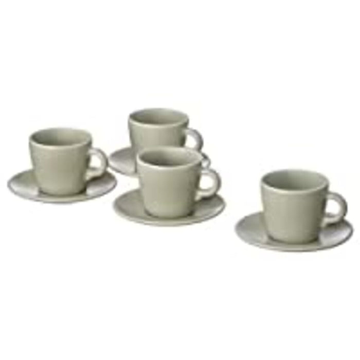 Four elegant stoneware cups and saucers from IKEA, perfect for serving coffee or tea 50478184