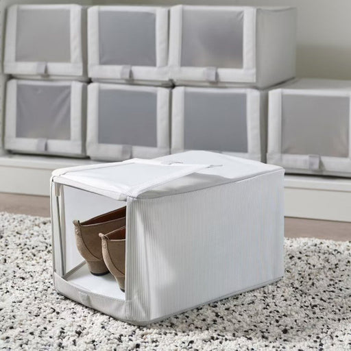Digital Shoppy IKEA Shoe box, fabric striped/white/grey, 23x34x19 cm (Pack Of 2) 50503923 , shoe box online india ,shoe accessories, shoe storager , storage cases