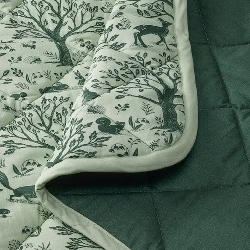  IKEA Quilted blanket, forest animal pattern/Green, 96x96 cm (38x38 ")price online baby blanket child protection digital shoppy 10518342