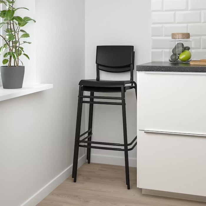 Digital Shoppy IKEA Bar stool with backrest, black/black, 74 cm (29 1/8 ") 50498422 Barstools online high chairs furniture indoor home