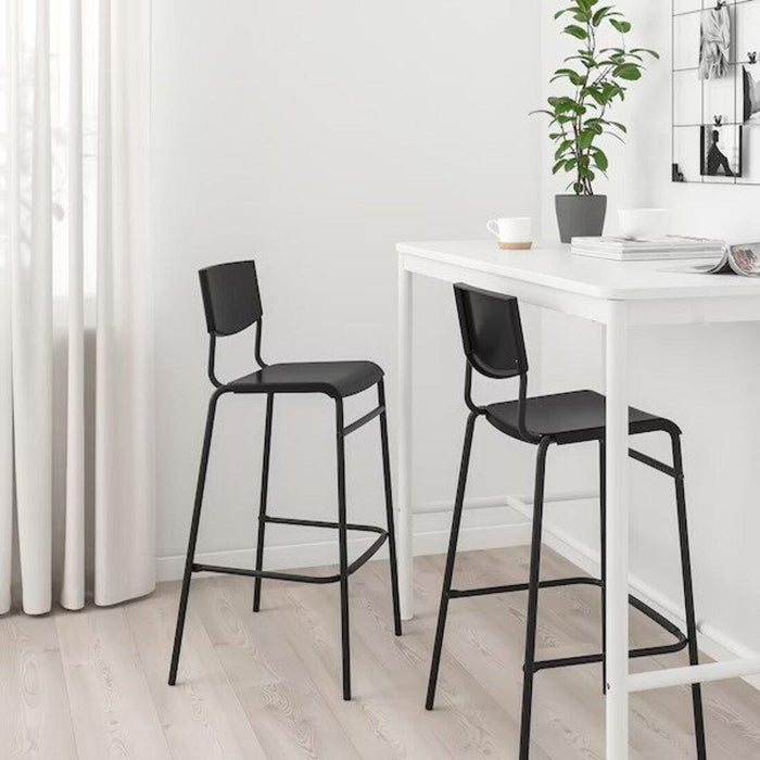 IKEA STIG Bar stool with backrest, black/black - Main Image