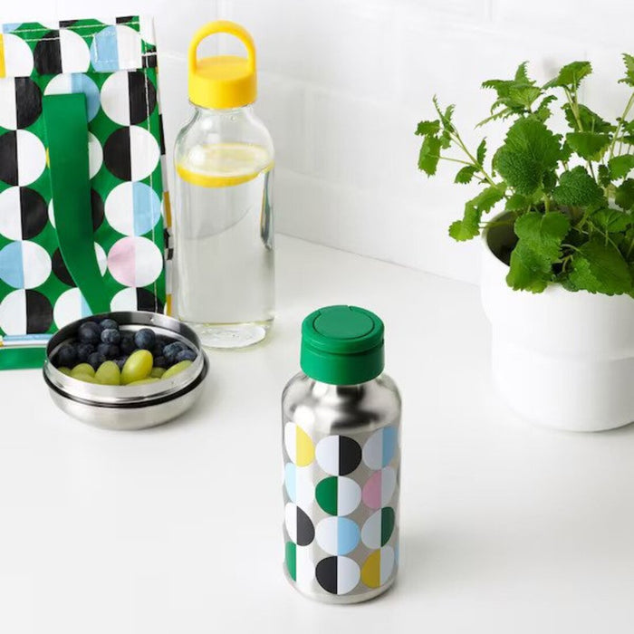 Digital Shoppy IKEA Water bottle, stainless steel/patterned multicolour, 0.5 l (17 oz)-for drinking,  girls & boys, School, Kitchen & Dining, travel, office, juice & hot water-30530324