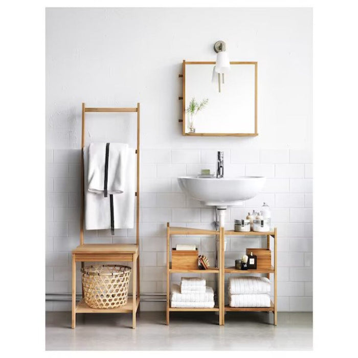 Digital Shoppy IKEA Wash-Basin/Corner Shelf Bamboo, IKEA Bamboo Wash-Basin/Corner Shelf - 34x60 cm, versatile and efficient storage solution for your bathroom essentials. 34x60 cm 20253077
