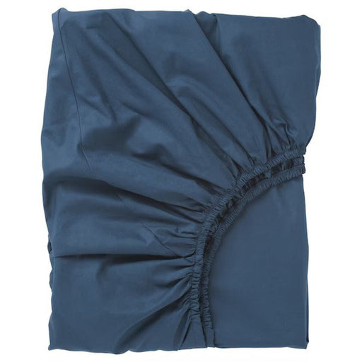 An IKEA fitted sheet in a soft, dark blue color 90342768