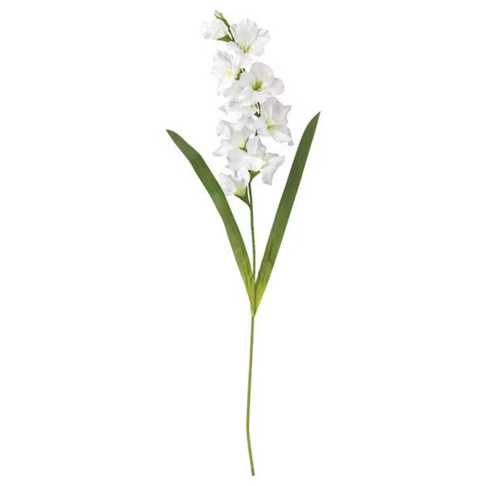 For a product image of a single artificial gladiolus stem: "IKEA Artificial Gladiolus in full bloom, showing realistic petals and leave