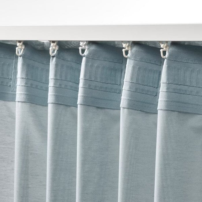 Digital Shoppy IKEA Curtains, 1 pair, light grey-turquoise, 145x250 cm (57x98 ") ikea-curtains-1-pair-light-grey-turquoise-145x250-cm-57x98 online-price-india-bed room-window-door-digital shoppy-50512847