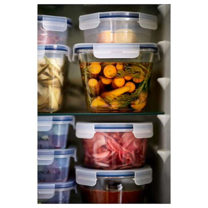 Round plastic food container with a transparent lid from IKEA, perfect for easily identifying the contents of the container 80359146, 30361788.