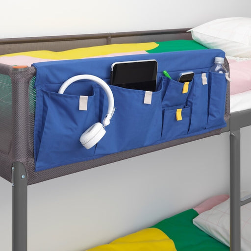 Digital Shoppy IKEA Bed pocket, blue, 75x27 cm , price, online, (29 ½x10 ¾ "), Close-up of blue bed pocket filled with items  40421391