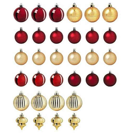 Digital Shoppy IKEA Decoration Christmas Tree, 150cm with Bauble , Set of 32,Gold/Red-Color. (Gold/Red) 10498400