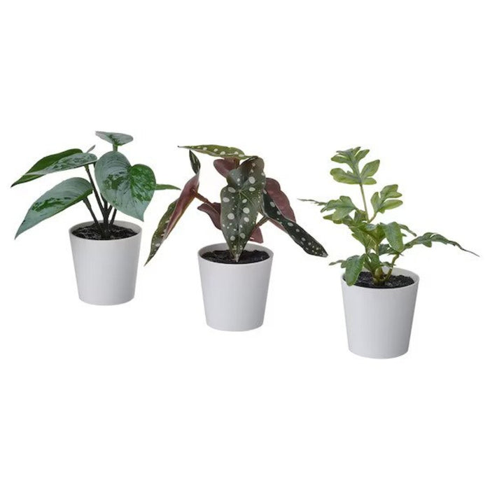 Digital Shoppy Realistic and durable IKEA Artificial Potted Plant Set of 3 in Green, 6 cm pots - suitable for indoor or outdoor use -digital-shoppy-30538018